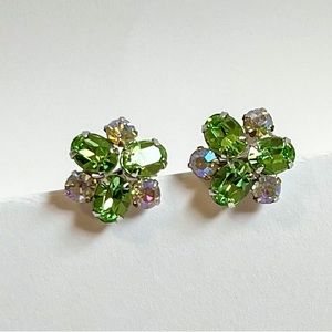 Exquisite 1950’s Swarovski Crystal Screw Back Earrings - Signed SHERMAN